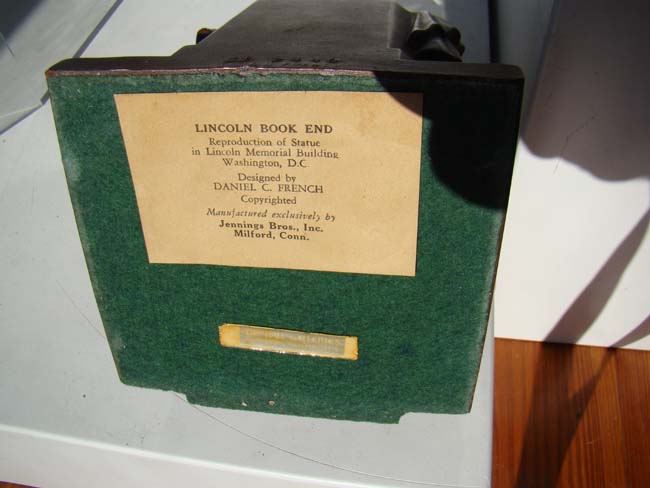A pair of Mint condition "Lincoln in the Chair" bookends made by Jennings Brothers circa 1935 — image 3